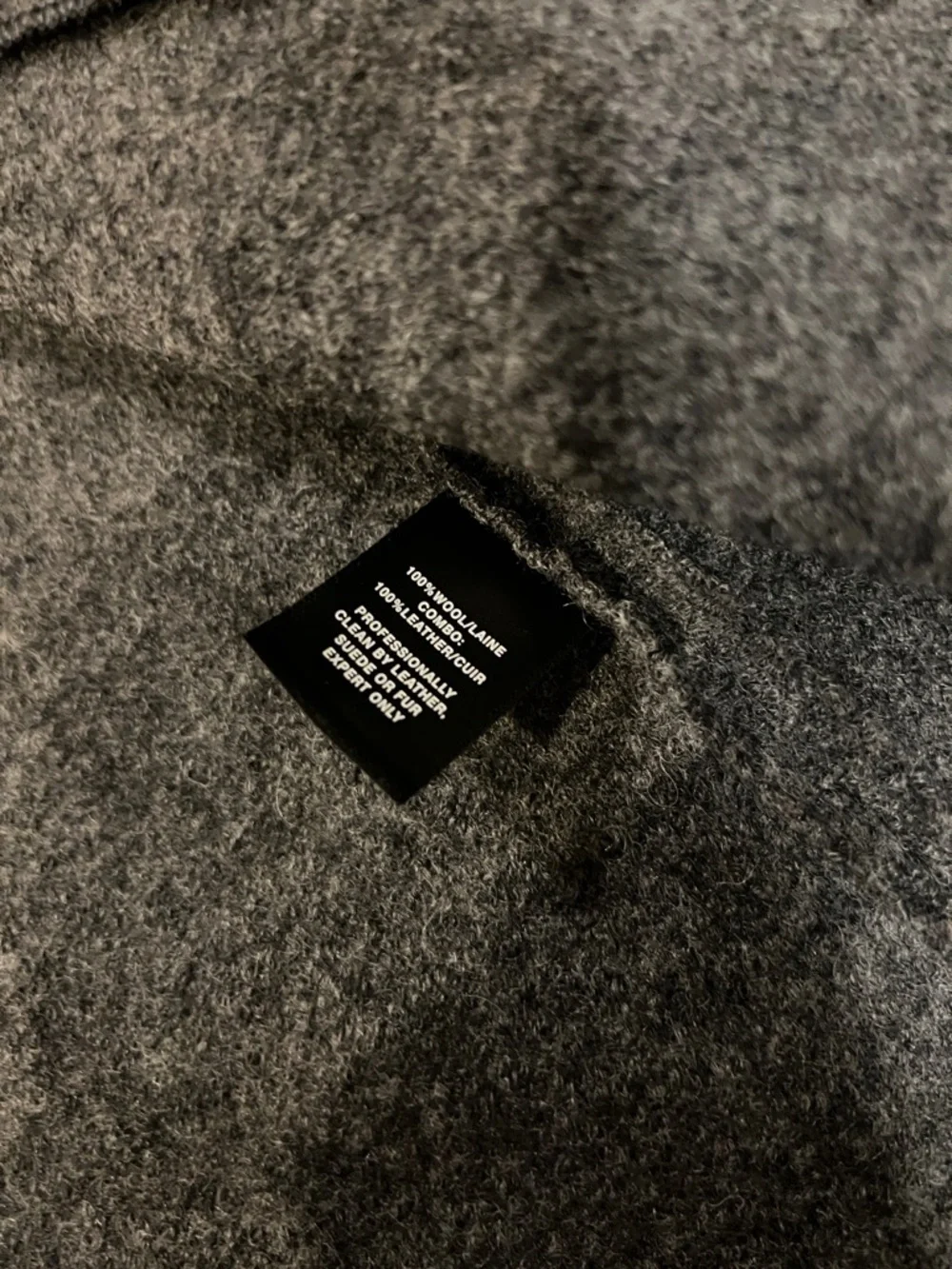 Lafayette 148 gray black leather wool jacket large color smoke - Picture 6 of 11